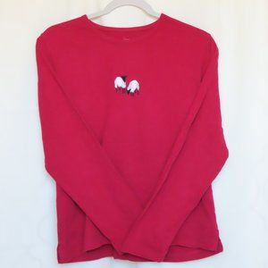 Woolrich Red Long Sleeve Pullover Novelty Print Top Size Small Sheep Farm Cotton